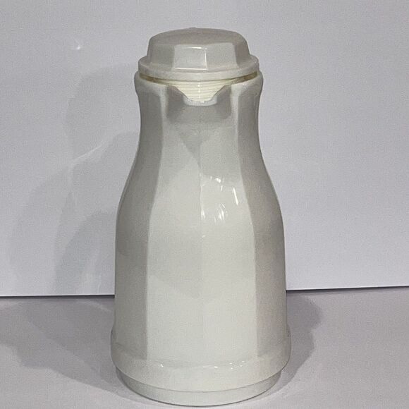 Vintage Insulated Coffee Tea Thermal Pitcher‎ Server Vacuum Carafe White Granny - Picture 3 of 10